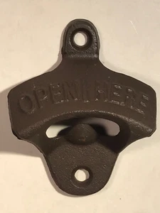 NEW Open Here Bottle Opener Cast Iron Wall Mounted Vintage Reproduction - Picture 1 of 12