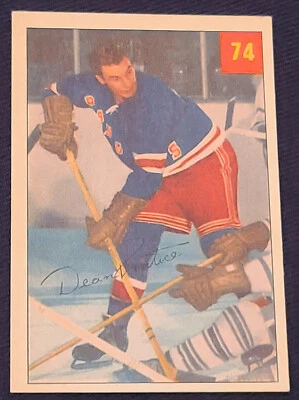 1954-1955 - PARKHURST - DEAN PRENTICE NEW YORK RANGERS - ROOKIE HOCKEY CARD #74 - Image 1 of 2
