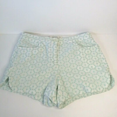 Pantalones Cortos Lauren Conrad Talla 2 Mujer Forrados Bordados Blanco Claro Verde Menta Flor Foto 1 de 4