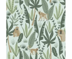 Papel pintado textil Rasch no tejido Let's Play 139073 verde marrón azul claro selva - Imagen 1 de 2