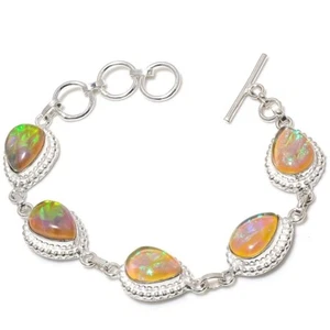 Triplet Opal Gemstone Handmade 925 Sterling silver Jewelry Bracelet Size 7-8'' - Picture 1 of 1