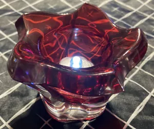 Vintage rubinrot Glas Kerzenhalter, Mikasa Glas, eingehüllt in klares Glas, (58) - Bild 1 von 9