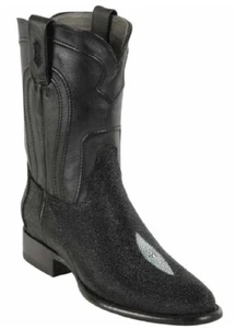 Bota Los Altos NEGRA GENUINA Stingray Roper WESTERN Punta Redonda D 691205 - Imagen 1 de 3