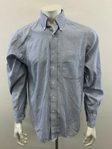 IZOD 80's Two Ply Pin Point Mens 15 1/2 Easy Care Blue Striped Button Down Shirt - Picture 1 of 4