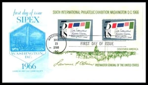 1966 SIPEX Philatelic Exhibit Sc 1310 1311 official FDC AFDCS blue cachet (L52 - Picture 1 of 1