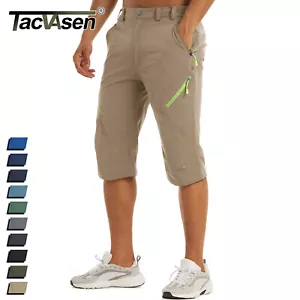 Men's 3/4 Length Capri Shorts Outdoor Hiking Cargo Work Pants Casual Summer Wear - Picture 1 of 79