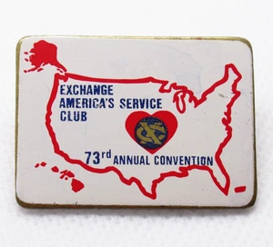 National Exchange Club Lapel Pin 73rd Annual Convention USA Map Heart Vintage - Picture 1 of 7