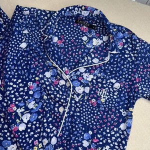 Lauren Ralph Lauren Pyjama Set 2-teilig klein geblümt blau - Bild 1 von 6