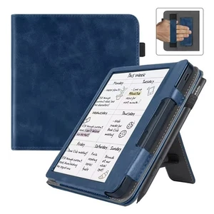 Pour 7" Kobo Libra Couleur Cuir Smart Case Housse Support Pliable avec Sangle à Main - Photo 1/13