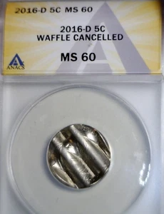 2016d ERROR ANACS MS60 WAFFLED Jefferson Nickel BU+ Coin STRUCK Waffle w Details - Picture 1 of 4