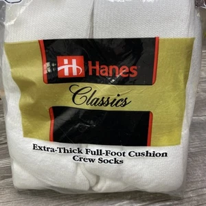 Vintage 1993 Hanes dicke Crew-Socken Größe 10-13 6 Paar klassische Sportsocken - Bild 1 von 5