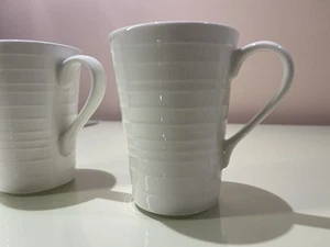 Beautiful MIKASA Swirl Bone China 2pc White Coffee Tea Cup Mug Set LOT - Picture 1 of 9