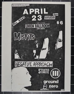 MISFITS - NEGATIVE APPROACH - THE STATE at UNION BALLROOM - ANN ARBOR - 1983 - Picture 1 of 4