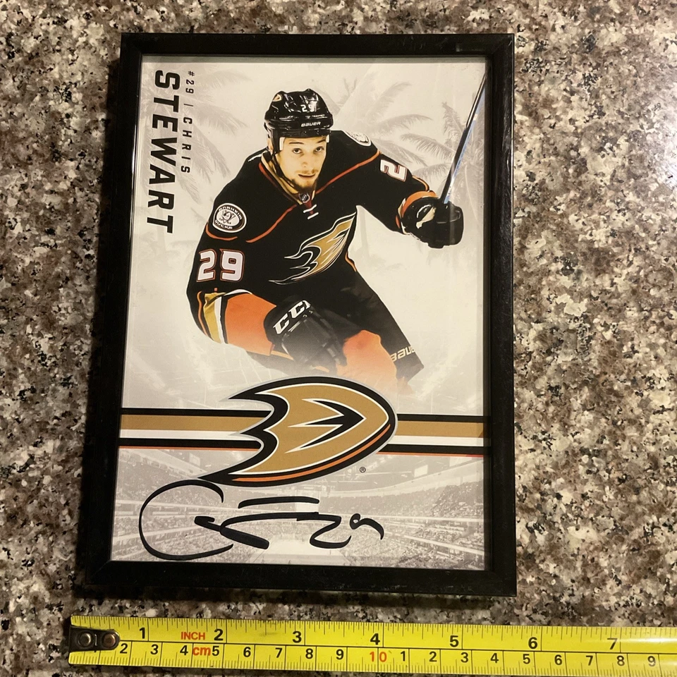 Foto firmada a mano de Chris Stewart 5x7 de los patos de Anaheim enmarcada. Foto 1 de 3