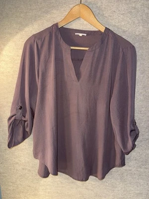 Blusa morada Maurice’s, cuello en V, 100 % poliéster, talla grande Foto 1 de 4