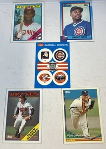 Lotto 5 adesivi Fleer carte collezionabili Topps Baseball vintage anni 80 90 - Foto 1 di 7
