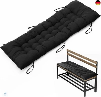 DKIEI Bankauflage 2/3 Sitzer Sitzkissen Bankkissen mit Bändern, 110x40 cm Sitzkissen