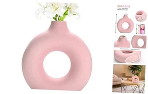 Donut Vase|Circle Hollow Vase|Modern Matte Ceramic Vase for Entryway Living - Picture 1 of 8