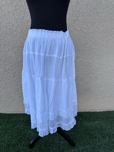 New Direction Damen Midirock weiß Stufen Gr. M Baumwolle Boho Bauernstil - Bild 1 von 11