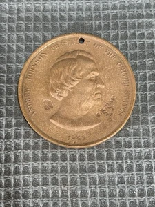 President Andrew Johnson 1865 Bronze Indian Peace Medal with E.H. Day Stamp - Picture 1 of 9