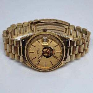 Montre Homme Automatique Glycine UAE Logo Acier Plaqué Or Vintage - Photo 1 sur 10