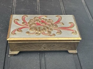 Metal Jewellery Box Art Deco Spares Repairs Doesn’t Play Decorative Heavy 9v - Imagen 1 de 6