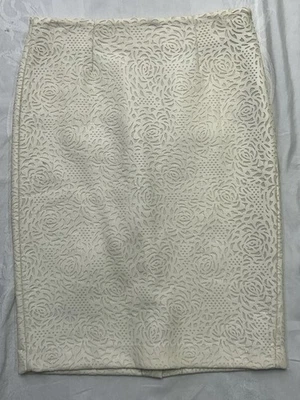 Falda midi blanca para mujer Catherine Malandrino 100 % poliuretano, talla 4. 4A Foto 1 de 4