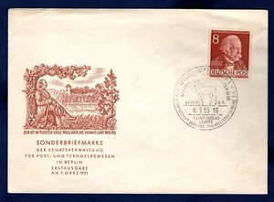 BERLINO 1953 Uomini della storia di Berlino 8 Pf. Theodor Fontane F.D.C. - Picture 1 of 2