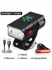 Bicycle Front And Rear Light Set, 2000 Lumens Ultra-bright Usb Rechargeable Bike
