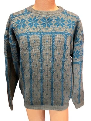 Suéter NORUEGO De Colección COPO DE NIEVE VERDE AZULADO NÓRDICO Tejido de Lana Pesada para Hombres L o Mujeres Foto 1 de 4