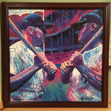 MICKEY MANTLE & ROGER MARIS Giclee Bill Lopa SIGNED Hand Emb NY Yankees Baseball