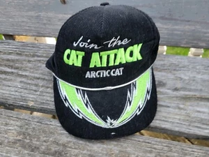 Vintage 90's ARCTIC CAT Attack Snowmobile CORDUROY Captain Rope STRAPBACK HAT - Picture 1 of 7