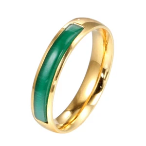 Men's Black/Purple/Green Stone CZ Gold Plated Titanium Steel Punk Rings Rize5-11 - Picture 1 of 7