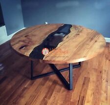 Table supérieure en bois d'acacia en bois époxy noir clair comptoir et décoration de table de bar