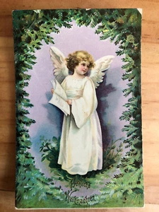 Alte Ansichtskarte 1909, Fröhliche Weihnachten, Gruß-und Glückwunschkarte, Engel - Bild 1 von 2