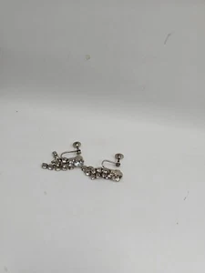 Pendientes De Colección Estrás Incoloros Cuelgan Tornillos Tono Plateado - Imagen 1 de 3