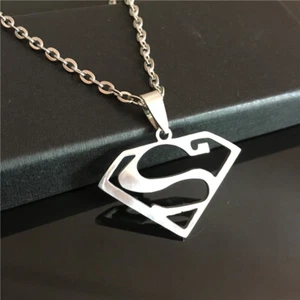 Superman Logo Halskette silber DC Comics lizenziert 24" Superheld Justice League - Bild 1 von 2