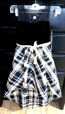 Vestido My Michelle Niñas Terciopelo Dorado Cuadros Metálico HI *BAJO NUEVO CON ETIQUETAS TALLA 8 ccb Foto 1 de 4