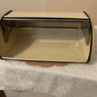 Vintage 1960’s Bread Box Roll Top Beige And Stainless Steel 
