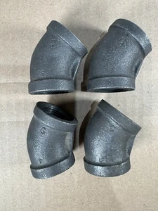 Menge (4) 3/4" NPT Schwarz Temperguss 45 Grad Winkelverschraubung NOS Grinnell USA - Bild 1 von 3