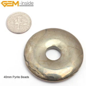 1 Piece Donuts Natural Stone Pyrite Beads For Jewelry Making Beads 30/40/50mm - Picture 1 of 19