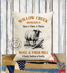 Willow Creek Sheep Wool & Fiber Mill Fabric Pillow Fabric Pillow #1147 - Picture 1 of 6