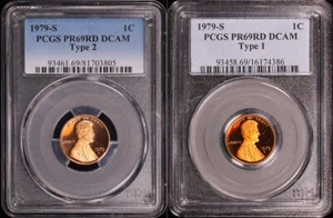 1979-S Type 1 & 2 Lincoln Memorial Cent 2 Coin Set PCGS PR-69 DCAM - Picture 1 of 2