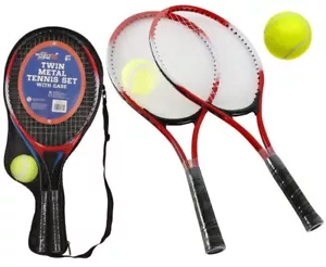 JUEGO DE RAQUETAS DE TENIS PARA 2 JUGADORES CON ESTUCHE DE TRANSPORTE DE BOLAS NIÑOS ACTIVIDADES AL AIRE LIBRE JARDÍN - Imagen 1 de 10