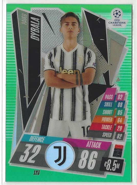 2020-21 Topps Chrome Match Attax Paulo Dybala Green Refractor /99 Juventus - Image 1 of 1