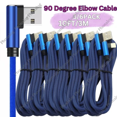 90 Degree Elbow USB Charger Cable 10FT For iPhone 14 13 12 11 8 7 Charging Cord - Image 1 of 4