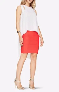 NEW BCBG MAXAZRIA WHITE SHEILAH CUTOUT HIGH-LOW TOP JGK1Y120/M917A SZ S - Picture 1 of 4