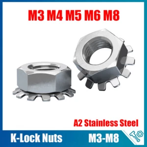 Keps Nuts with External Tooth Washer, K-Lock Nuts 304 Stainless Steel M3 - M8 - Picture 1 of 14