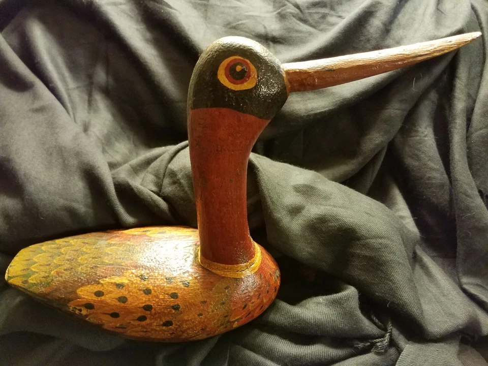 Antiguo señuelo de aves playeras pintado original de arte popular de principios de 1900... CALIDAD MUSEO... Foto 1 de 4