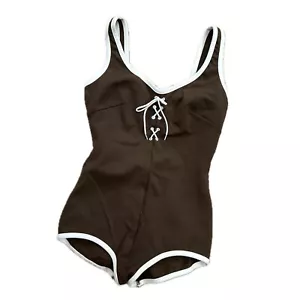 Vintage 1950s Union Made XS/S Swimsuit Womens Brown Pinup - Picture 1 of 10